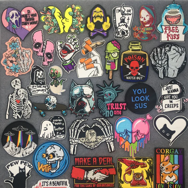 You look sus Embroidered Patches On Clothes Tombstone Patch Iron On Patches For Clothing Sew Ironing Stickers