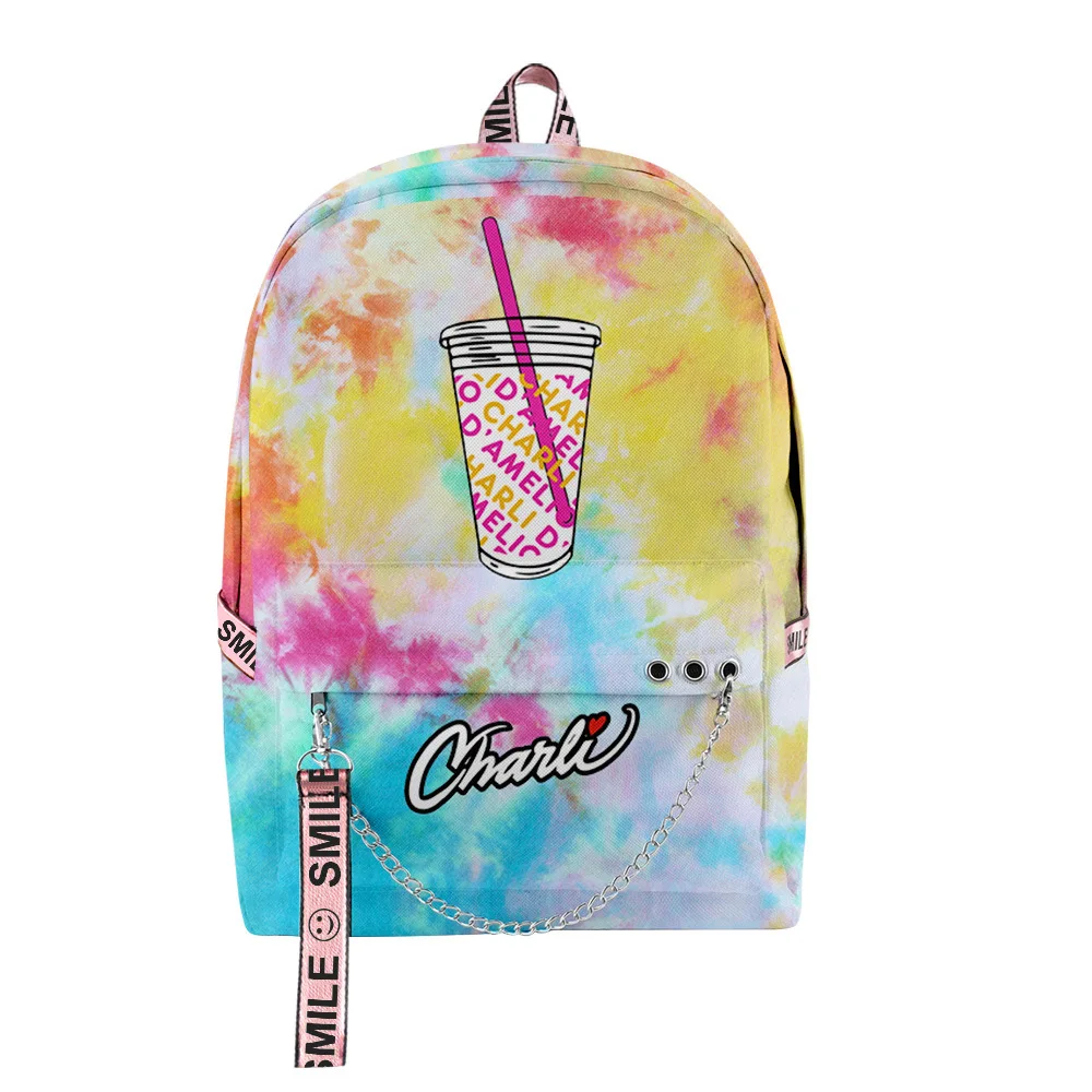 Hip Hop Youthful School Bags Unisex Charli DAmelio Travel Bags 3D Print Oxford Waterproof Notebook Shoulder Backpacks