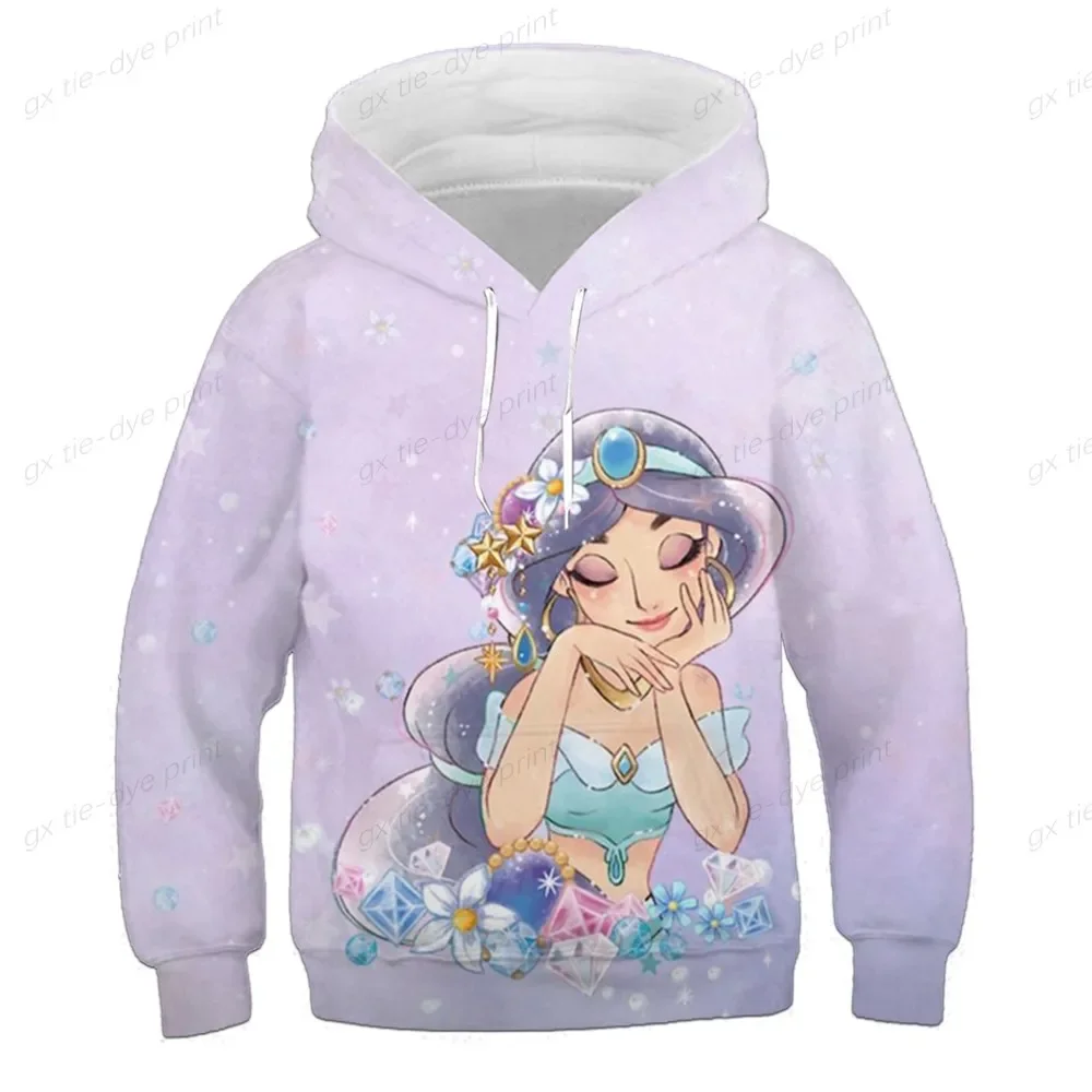 Spring And Autumn Disney Series Ariel Princess Hoodies Girls Long Sleeves Fashion Sweatshirts Mermaid Cartoon Casual Hooded Tops