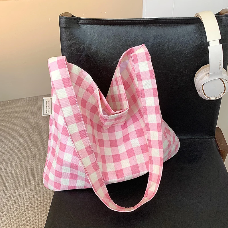 Youth Fresh Plaid Women's Crossbody Bag 2025 New Casual Large Capacity Tote Bag Commuting Versatile Crossbody Bag Bolso Mujer