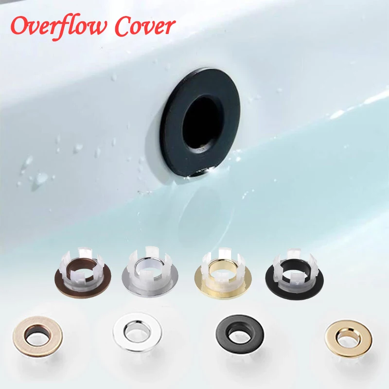 Bathroom Basin Faucet Sink Overflow Cover Brass Six-foot Ring Insert Replacement Hole Cover Cap Chrome Trim Bathroom Accessories