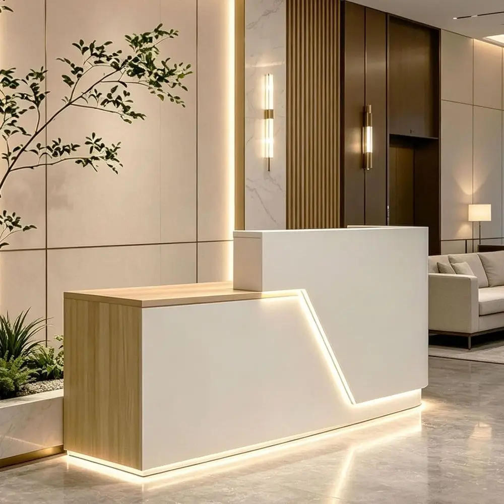 

L-Shaped Corner Desk with Storage, 63/71 Lockable Drawers and Keyboard Tray for Office, Showroom, Hotel, and Clinic Use