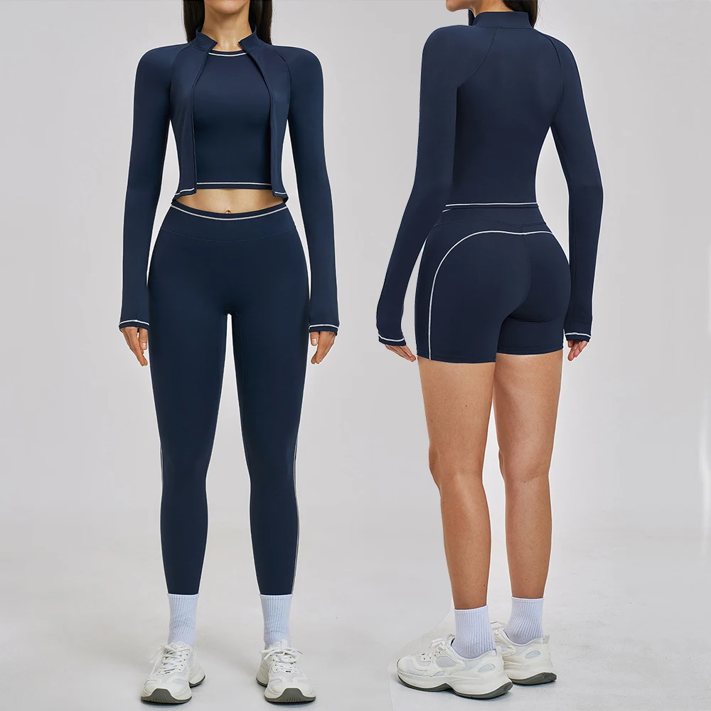 

Спортивный костюм для йоги из 3 предметов: комплект для женщин, спортивная одежда, комплекты для спортзала, женский спортивный костюм для бега и тренировок, спортивный бюстгальтер с длинным рукавом, одежда для йоги