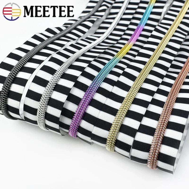 

1/2/5/10M Meetee 5# Nylon Zippers By The Meter Bag Luggage Closure Zipper Tapes Clothes Zip Repair Kit DIY Sewing Accessories