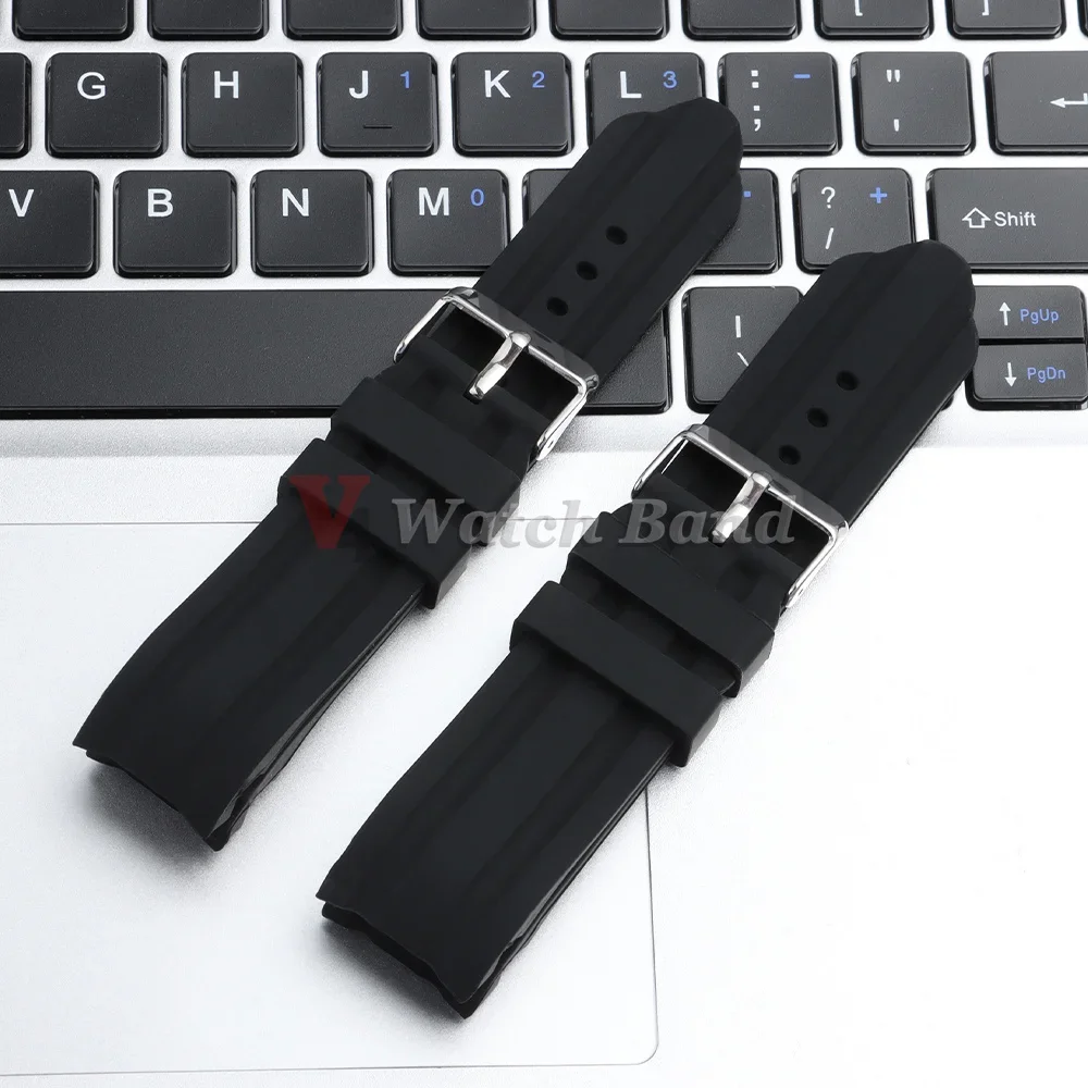 18 20 22 24mm Dickes Weiches Silikon-Gummi Gebogenes Armband mit Gebogenem Ende Silikon-Uhrenarmband Sport Wasserdichtes Handgelenkband Zubehör – Detail 12