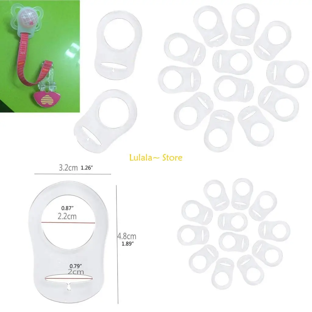 

Y4QA 12pcs Clear Silicone O Rings DIY Baby Dummy Napkin Pacifier Chain Clips Adapter Holder O Rings BPA