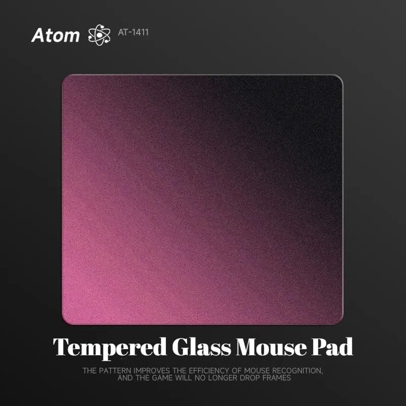 

ATOM градиентный цветной коврик для мыши из закаленного стекла Процесс лазерной гравировки Гладкая поддержка Индивидуальный игровой коврик для мыши FPS Настольный коврик