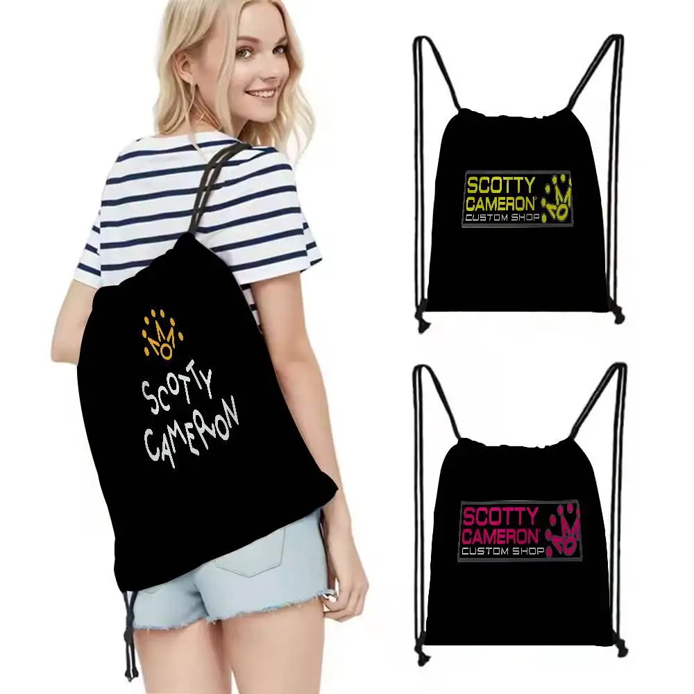 S-Scotty C-Cameron Print Drawstring Bags Party Gift Bags Drawstring Backpacks Bulk For Sports Gym Travel Leisure Sports