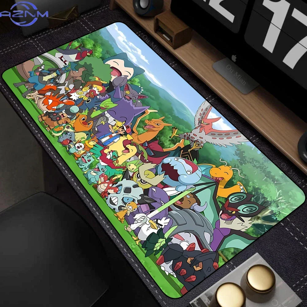 Pokemon Starters Evolution Panel Anime Large Mousepad, Rubber Non Slip Desk Mat for Gaming and Office Desktop Decoration