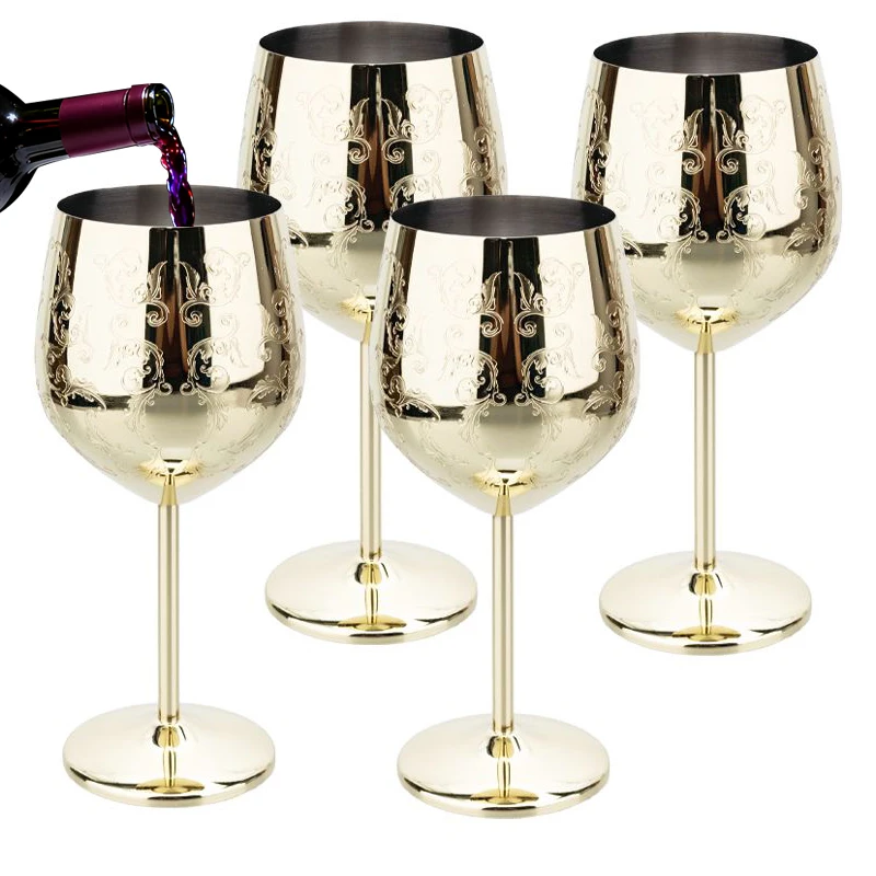 

4 шт., металлический бокал для вина из нержавеющей стали 304, бокал для травления виноградных лоз, бокал для шампанского, бар, бокалы для красного вина, посуда для напитков, чашки