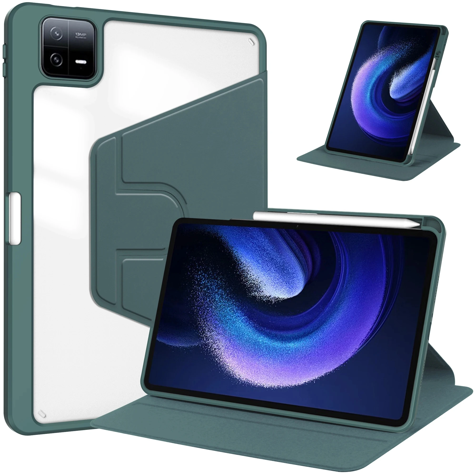 Case for IPad Pro 11 2018 2020 2021 2022, 360-degree rotation Stand Protective Acrylic Cover with Back Shell, Auto Wake-up/sleep