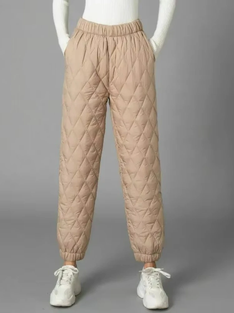 Winter Women's Down Cotton Pants Thicked Thermal Quilted Cotton Trousers Middle Aged Elderly Mama Warm Sweatpants Women Clothes