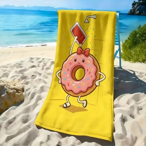 Cartoon-style potato chips polyester microfiber beach towel is highly absorbent, suitable for swimming and beach outings