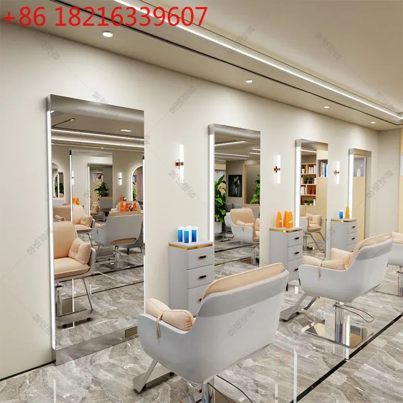Hair  floor-to-ceiling full-body mirror table Hair with lamp single and double-sided special stainless steel