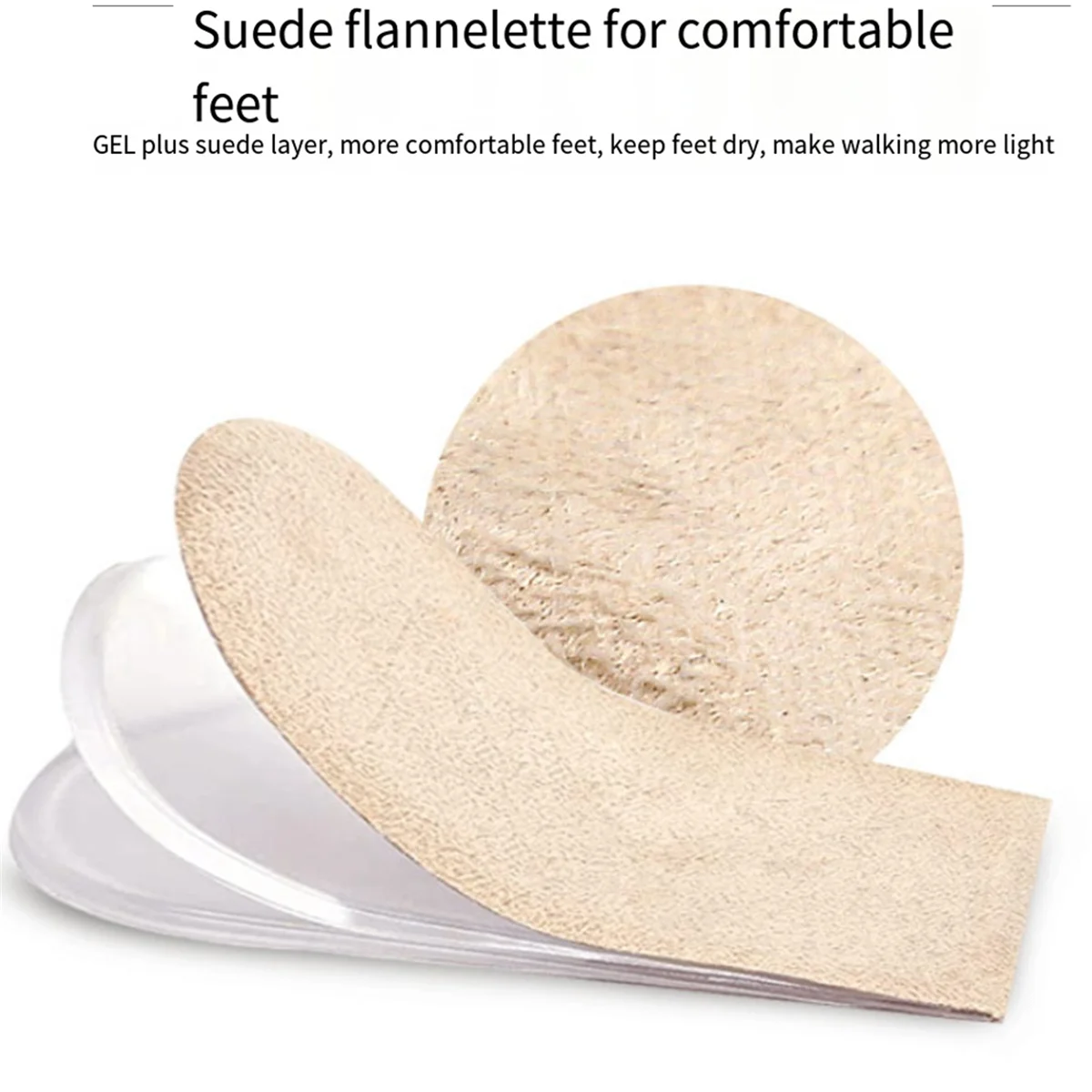 نعال داخلية لزيادة الارتفاع قابلة للتعديل من ABQR، حشوات كعب جل مكونة من 3 طبقات لتناول طول الساق، والتهاب وتر العرقوب