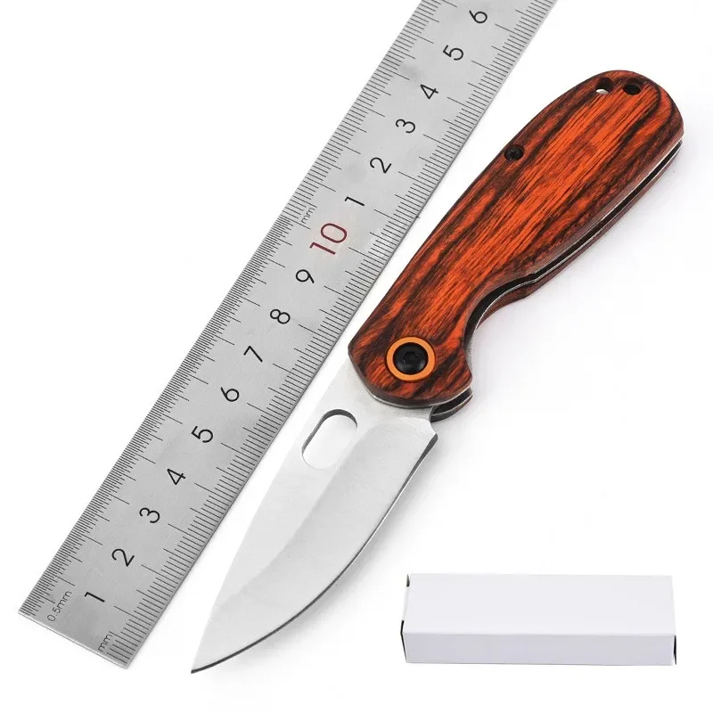 Best Gift Customized Logo Outdoor Folding Wood Handle 440 Blade Knife Camping Pocket Folding Knife Paring Knives