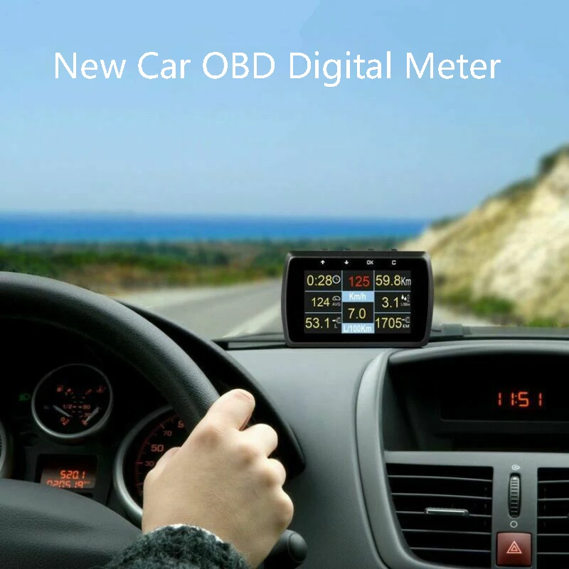 New A501C Multi Functional Smart Car OBD HUD Digital Meter Fault Code Alarm Display Head-Up Display