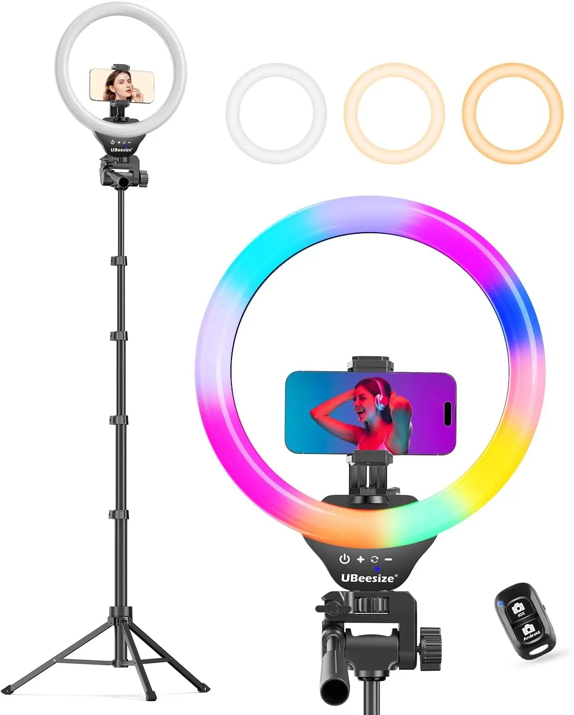 

12'' RGB Selfie Ring Light with 62'' Tripod Stand for Phone, Camera & Webcam Streaming