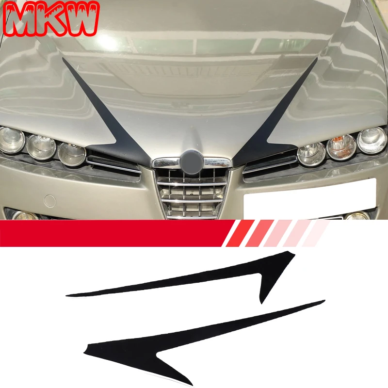 Black PVC Vinyl For Alfa Romeo 159 Brera Spider 2004-2011 Car Engine Hood Side Tail Sticker Car Exterior Accessories 2 PCS