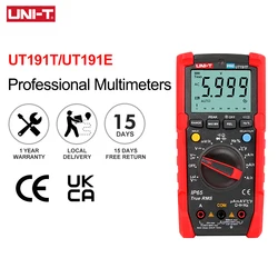Condensatore automatico di ca di cc di conteggio 600V dell'amperometro DMM 20A di DMM 20A della gamma automatica di RMS di UT191T UT191E del multimetro di Digital del Tester di UNI-T