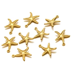 20pcs/bag Stainless Steel Starfish Charms Pendant Gold Color Necklace Bracelet Accessories for Jewelry Making Findings DIY 15mm