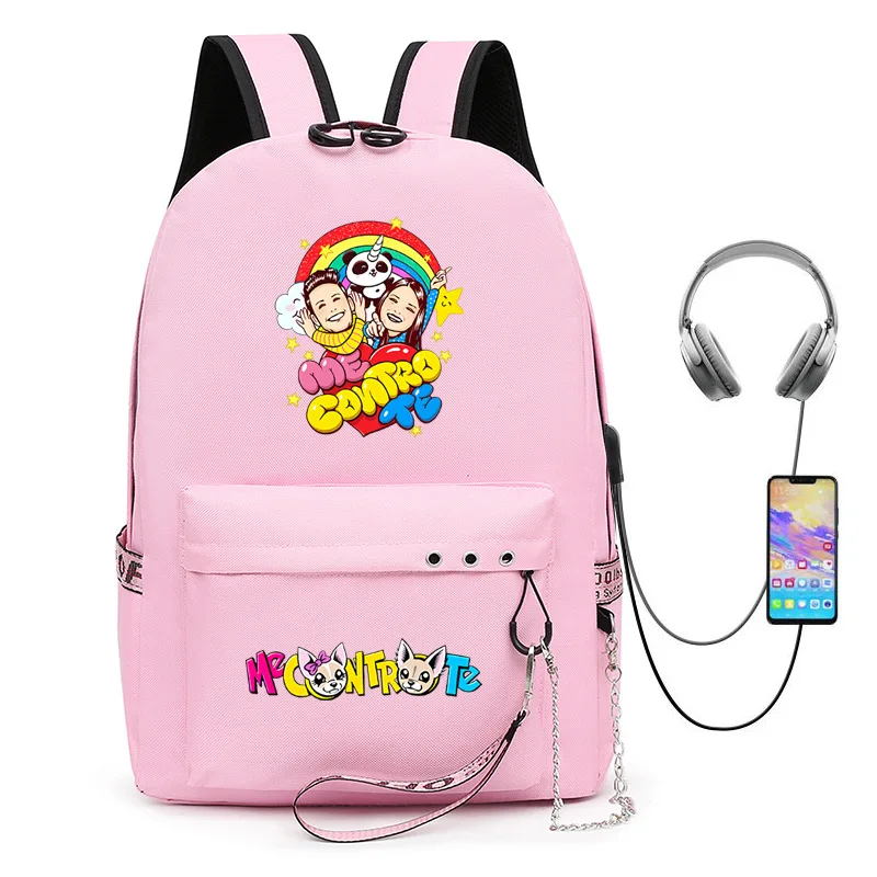 Trendy Popular Me contro Te USB Student School Bags Unisex Print Oxford Waterproof Notebook multifunction Travel Backpacks