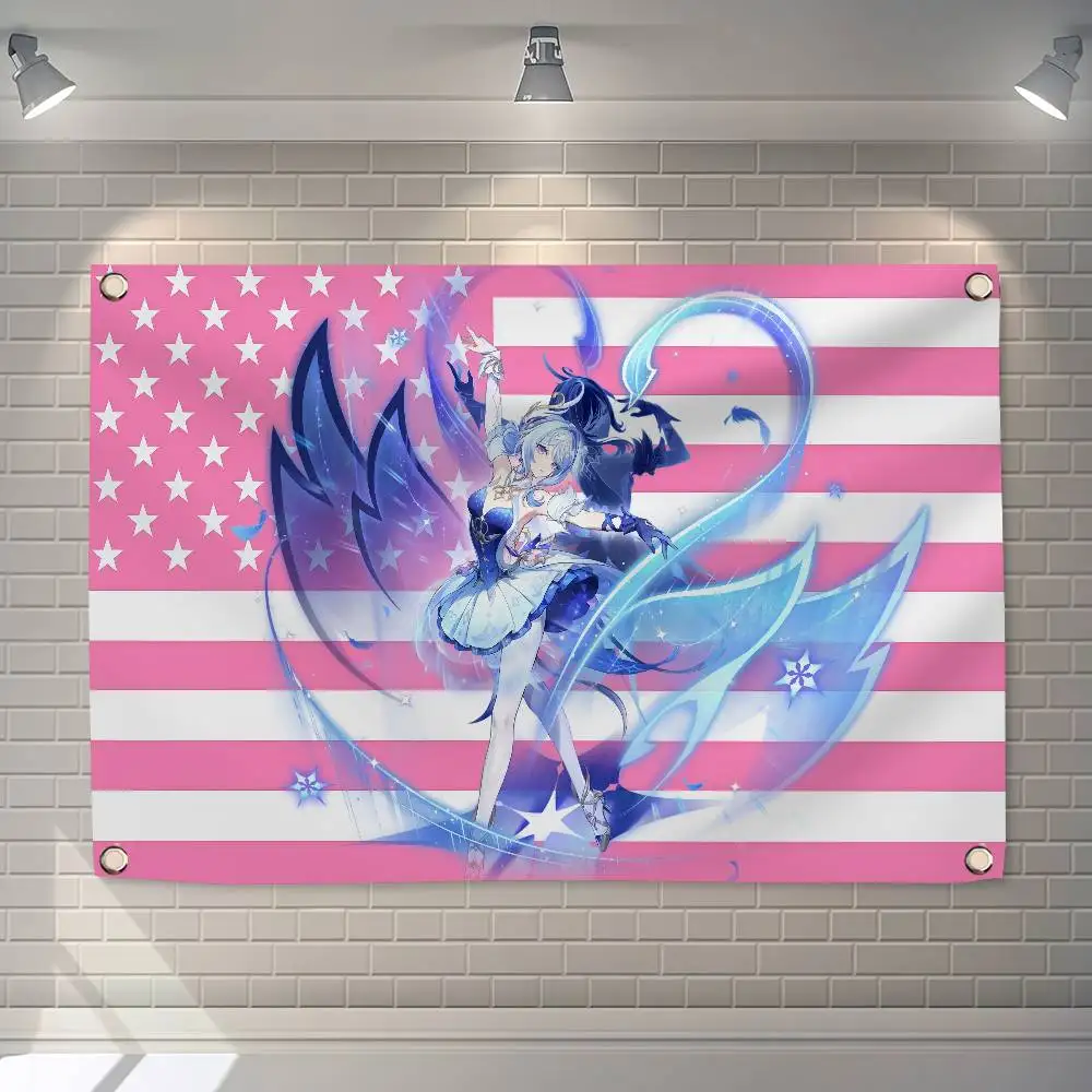 Genshin Impact Odette America 150x200cm 60x90cm Flag Decoration Outdoor Picnic Party Home Camping Party Art Hanging Banner