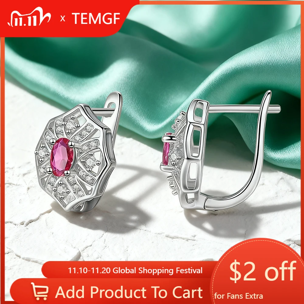 

TEMGF S925 Sterling Silver Ear Studs for Women 4*5mm Oval Cut Red/Green/Blue Zircon Earrings Fashionable Versatile Fine Jewelry