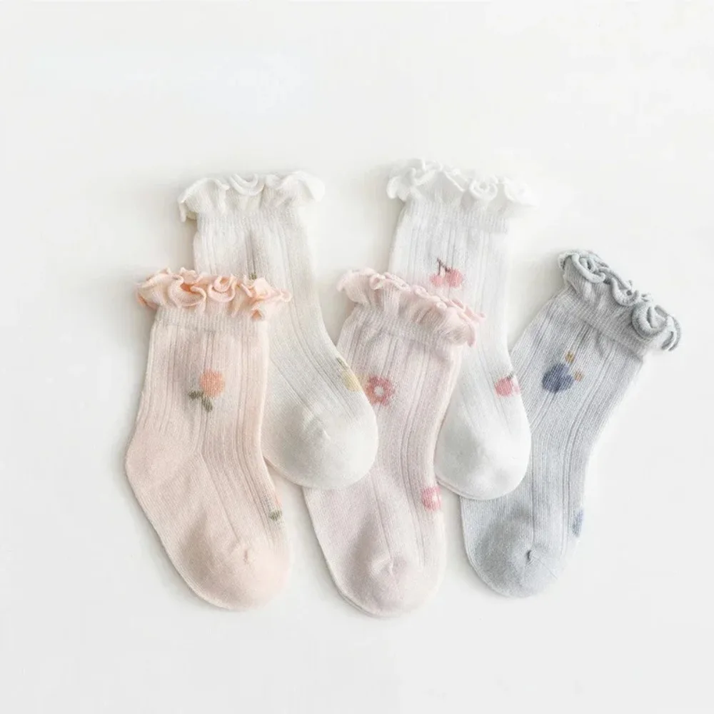Newborn Baby Ankle Socks Summer Thin Mesh Ruffle Seamless Anti Slip Cotton Soft Toddler Indoor Walking Wear Kid Foot Hosiery