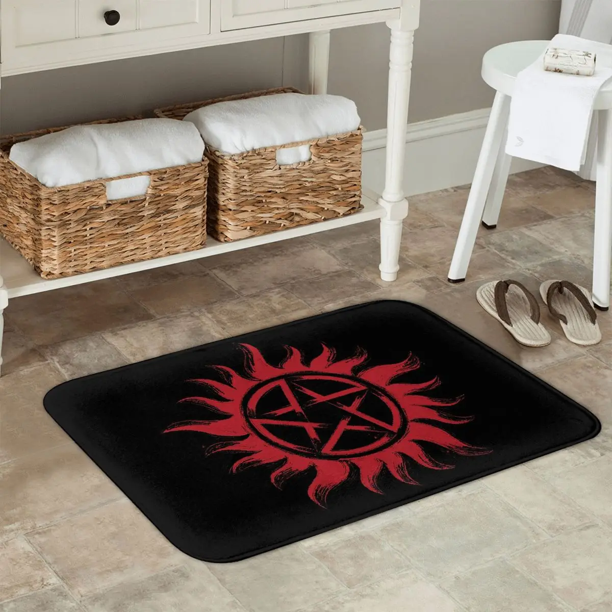 Supernatural Logo Winchester Anti-slip Doormat Floor Mat Carpet Rug for Kitchen Entrance Home Bathroom Living room Footpad Mats