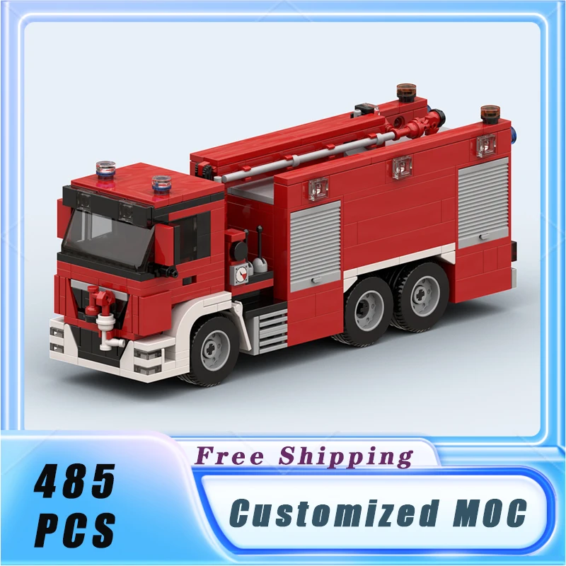 

MOC Building Blocks Fire Foam Supply Truck City Vehicle Model Bricks Sets Assemble Display Children's Toys Gifts