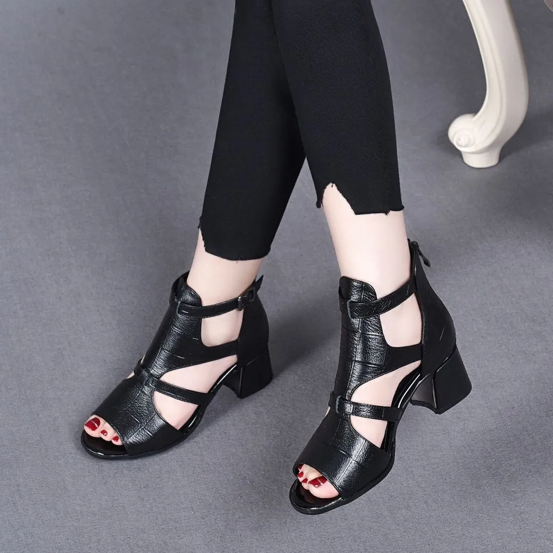 

Women's Soft Leather Casual Roman Sandals Ladies Summer New Soft Sole Platform Wedge Sandals Fashion Hollow Designer Sandals