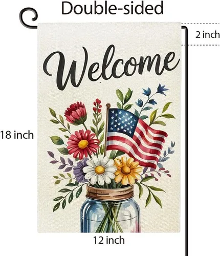 Welcome Spring Summer Garden Flag Double Sided Patriotic Mason, 12 X 18 Inches XXQ
