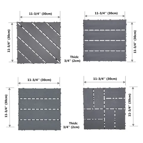 30x30 cm trägolvplattor i sammankopplande kompositträgolv för utomhusterrass, enkel installation 10 best sales kompositdäck utomhus - №3