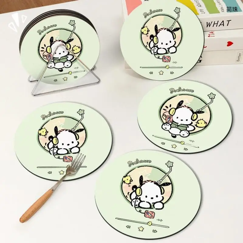 

Hot Sanrio Hello Kitty Placemat Kawaii Anime Cute Living Room Household Coffee Teacup Heat-Resistant Pad Desktop Protective Pad