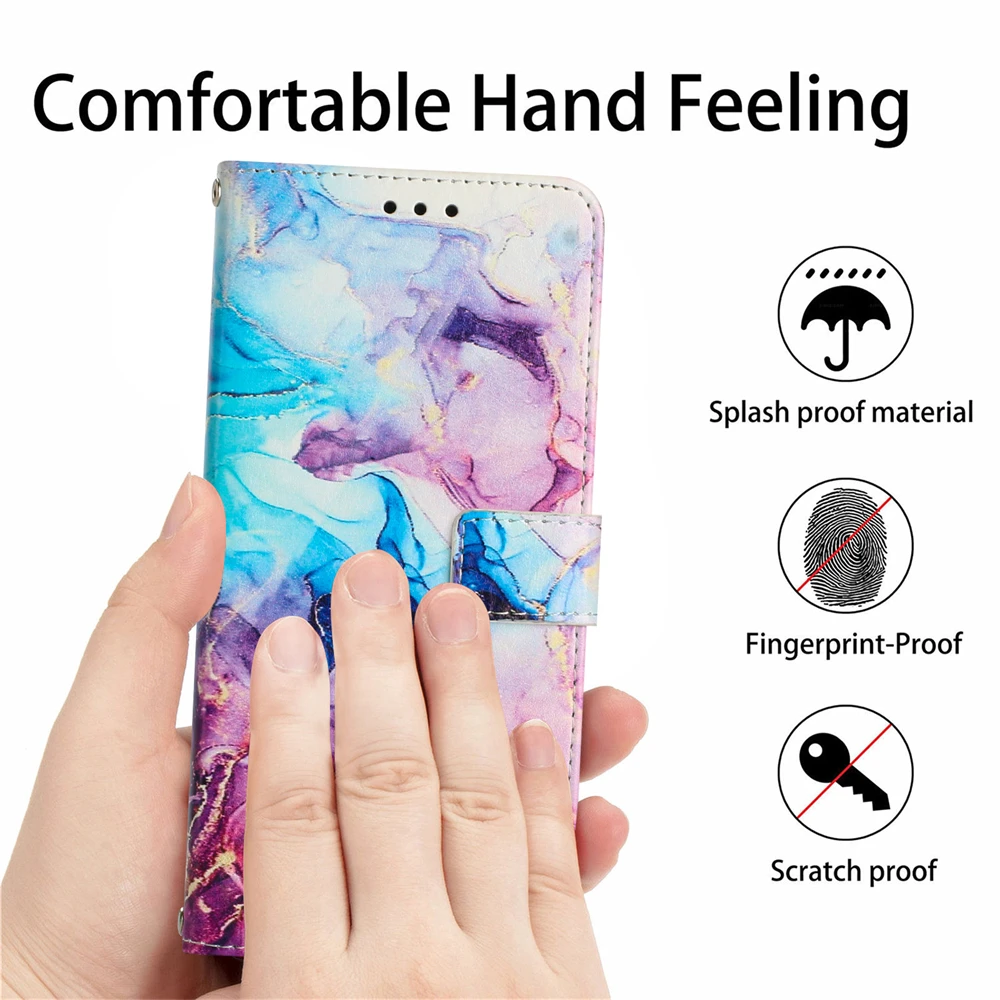 حافظة هاتف جلدية قابلة للطي لهاتف Realme 14 13 PRO PLUS LITE 14X 14T 5G حافظة محفظة حامل غطاء رخامي مطلي