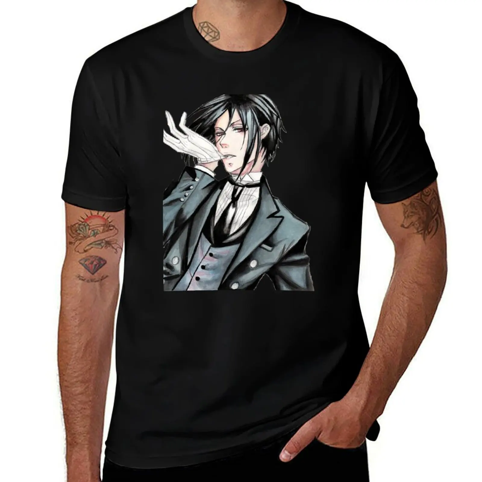 Sebastian (Black Butler) T-Shirt cotton t-shirt plain for man package T-Shirt