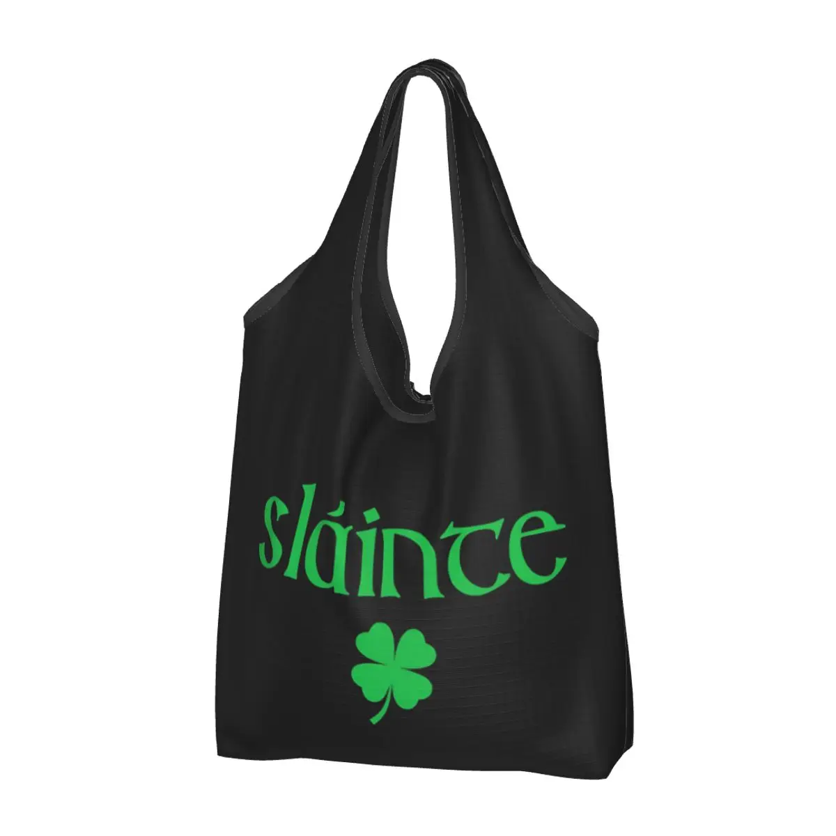 

Cute Slainte Shamrock St Patrick's Day Shopping Bag Reusable Grocery Eco Bags Large Capacity Recycling Bags Washable Handbag