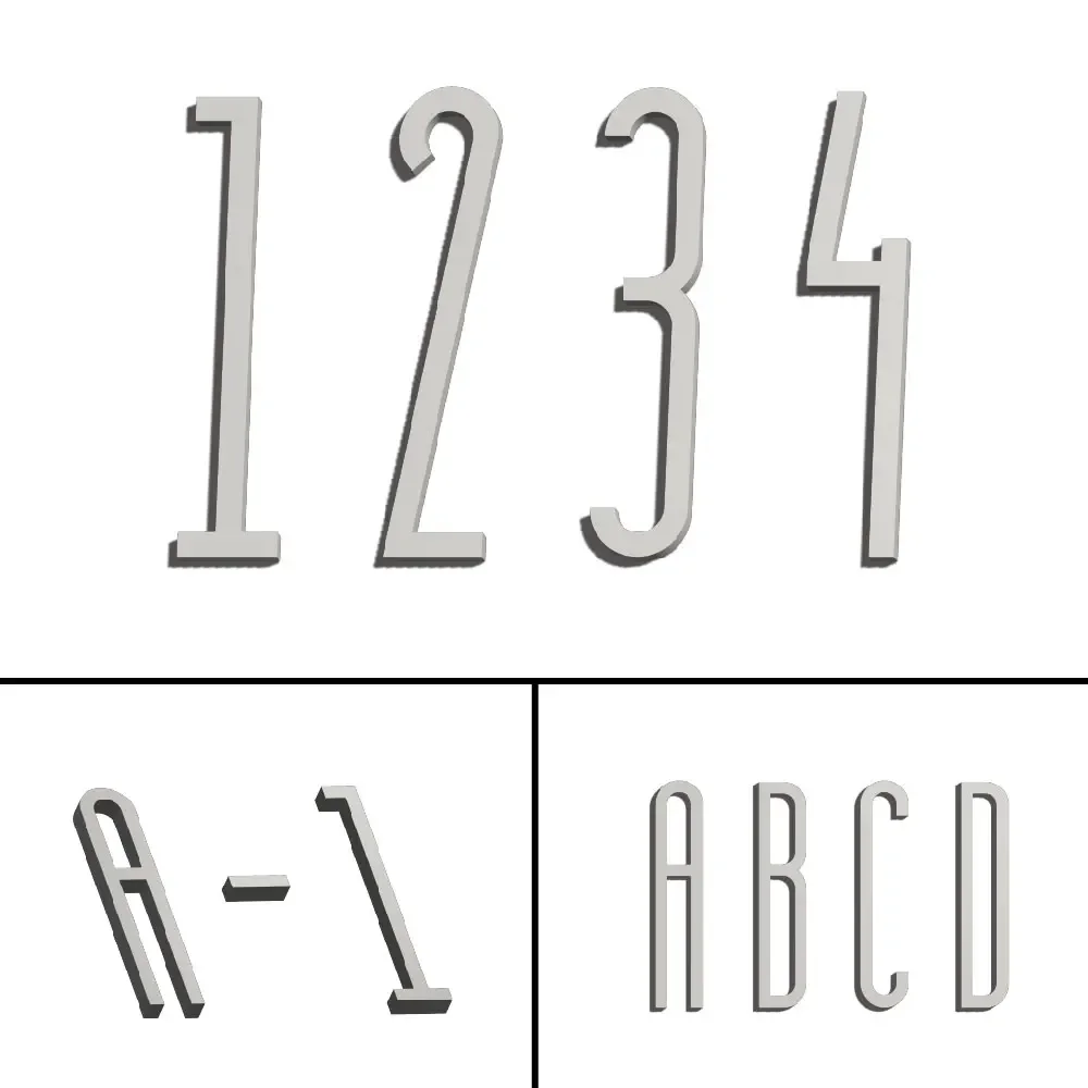 4 Inch 100mm Silver Self Adhesive Big Modern Door Number for Exterior House Apartment Plaque Mailbox Address Digits Sticker Sign