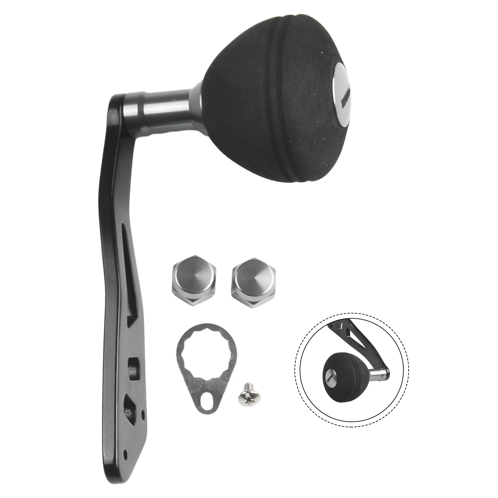 

EVA Knob Reel Handle Fishing Repair Tool Replacement Sliver/Black Power Baitcasting Comfortable DIY Freshwater
