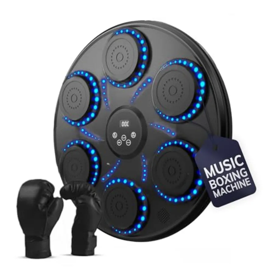 

Wall-Mounted Music Boxing Machine for Adults with Bluetooth LED Display Fitness Equipment in Black Red Combo Includes Boxing Gl