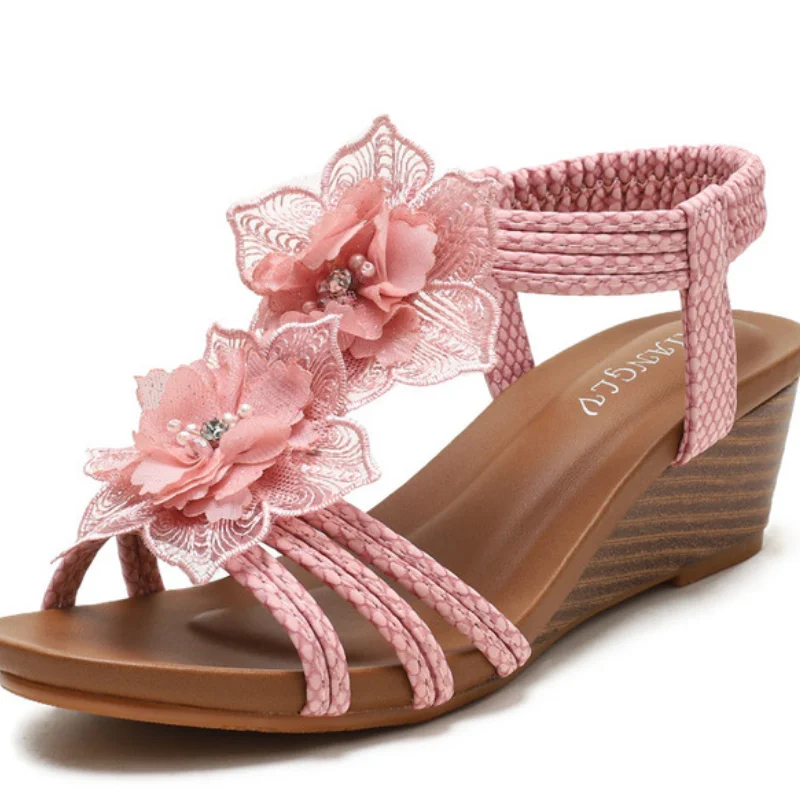 

2026 Women Wedge Sandals Vintage Bohemia Flower Gladiator Ladies Sandales Woman Shoes Summer zapatos mujer Plue Size 42 WSH4002