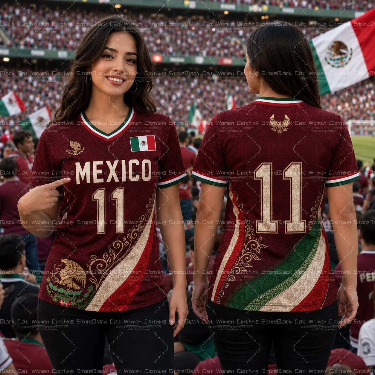 Maillot de football Mexique n°11 à col en V, T-shirt respirant à séchage rapide pour les fans de l'équipe nationale, streetwear, tenue décontractée quotidienne, famille et enfants