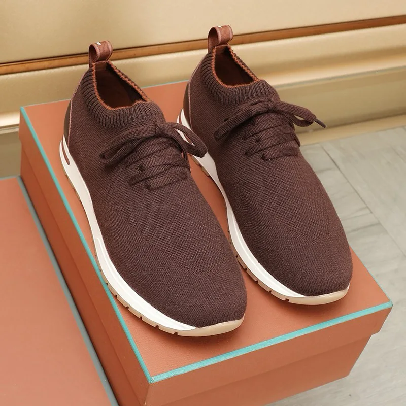 2025 otoño nuevo estilo europeo-zapatos de hombre transpirables de punto, zapatos planos sin cordones para perezosos, deportes casuales sin encaje