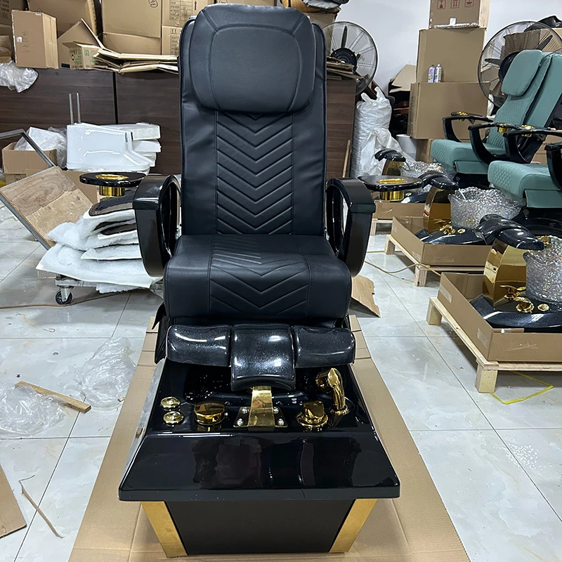 Modern nails shop equipment beauty salon manicure chair luxury black gold foot spa pedicure chair with massage