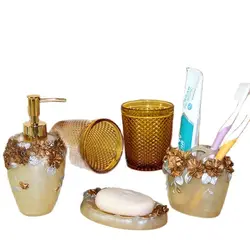 Lace Bathroom Accessories Set  Resin Bathroom Five Pieces Kit Toothbrush Holder Wedding Gift Soap Dish Soap Dispenser