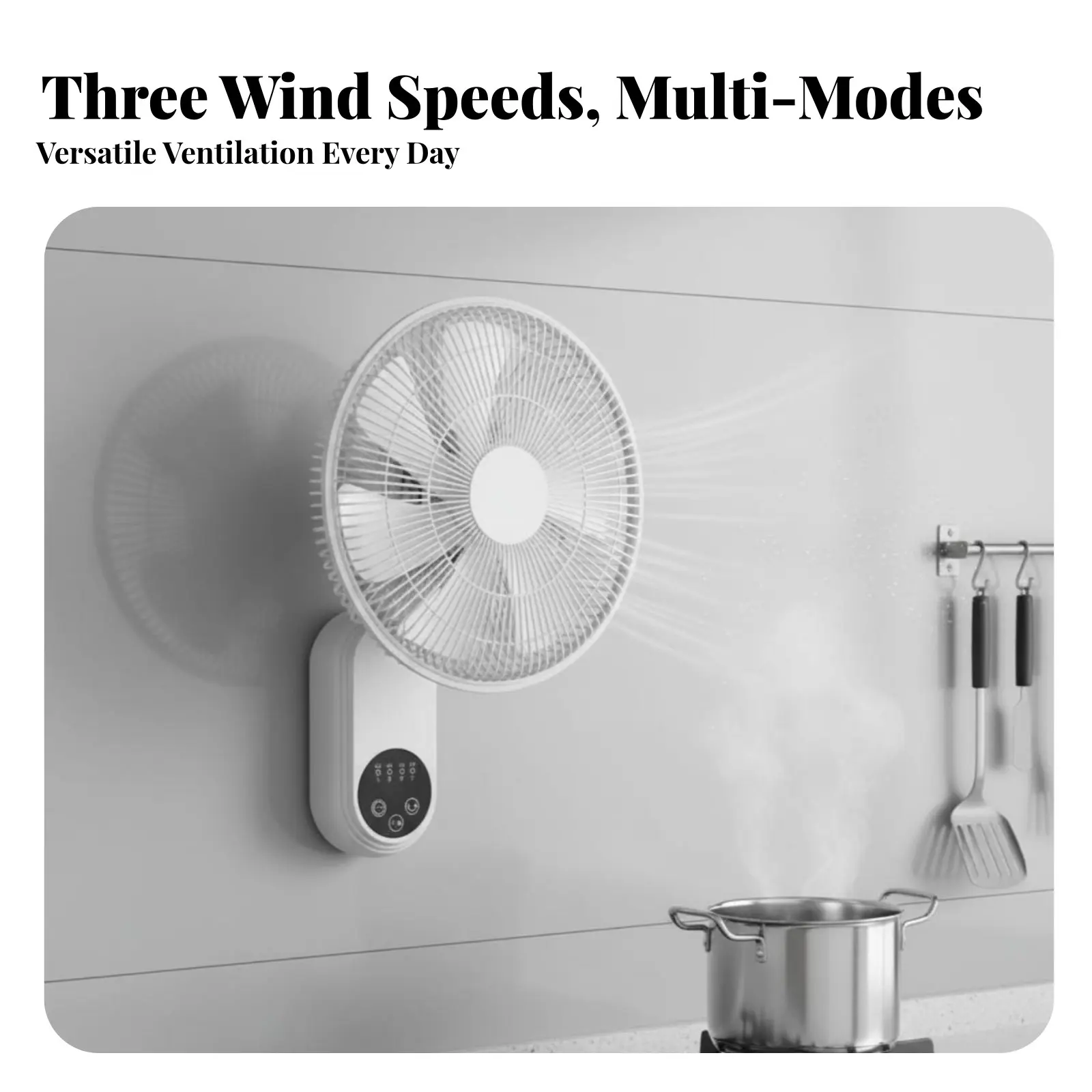 Wireless Control Wall Fan Quiet Performance Wall-Mounted Fan Air Circulator Space Saving Home Appliance Multi-Speed Settings