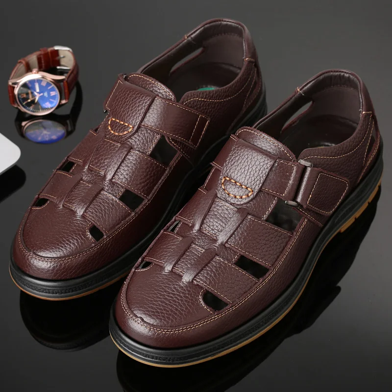 Brand's New Summer Top Layer Cowhide and Cowhide Sole Plus Size Casual Sandals Fashionable Men's Leather Casual Leather Shoes