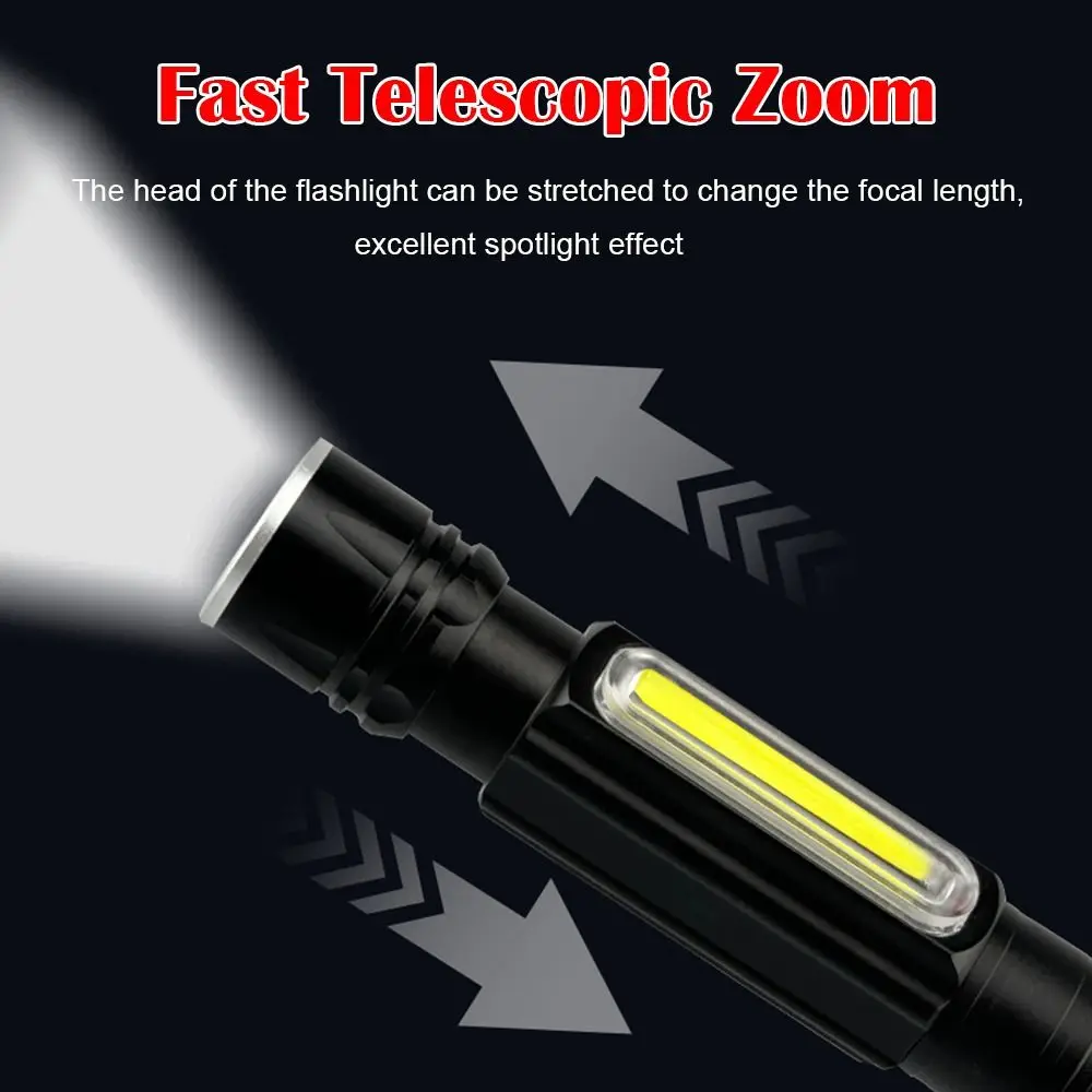 2 Pcs COB Side Light USB Rechargeable Flashlights Strong Magnet High Power Outdoor Emergency Light Waterproof Mini