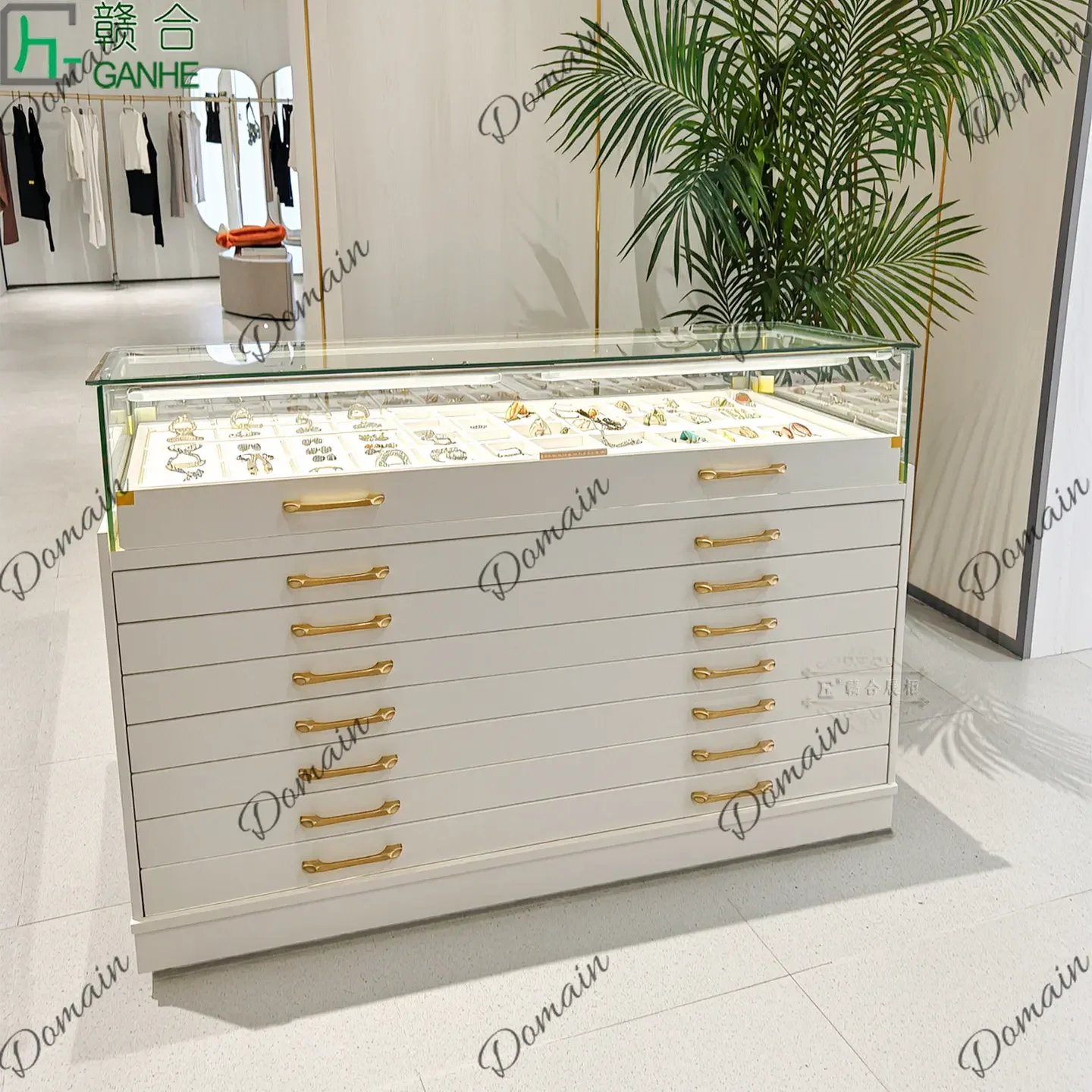 81 N Light luxury glass display cabinet Multi-layer jewelry display cabinet Watch glasses storage cabinet